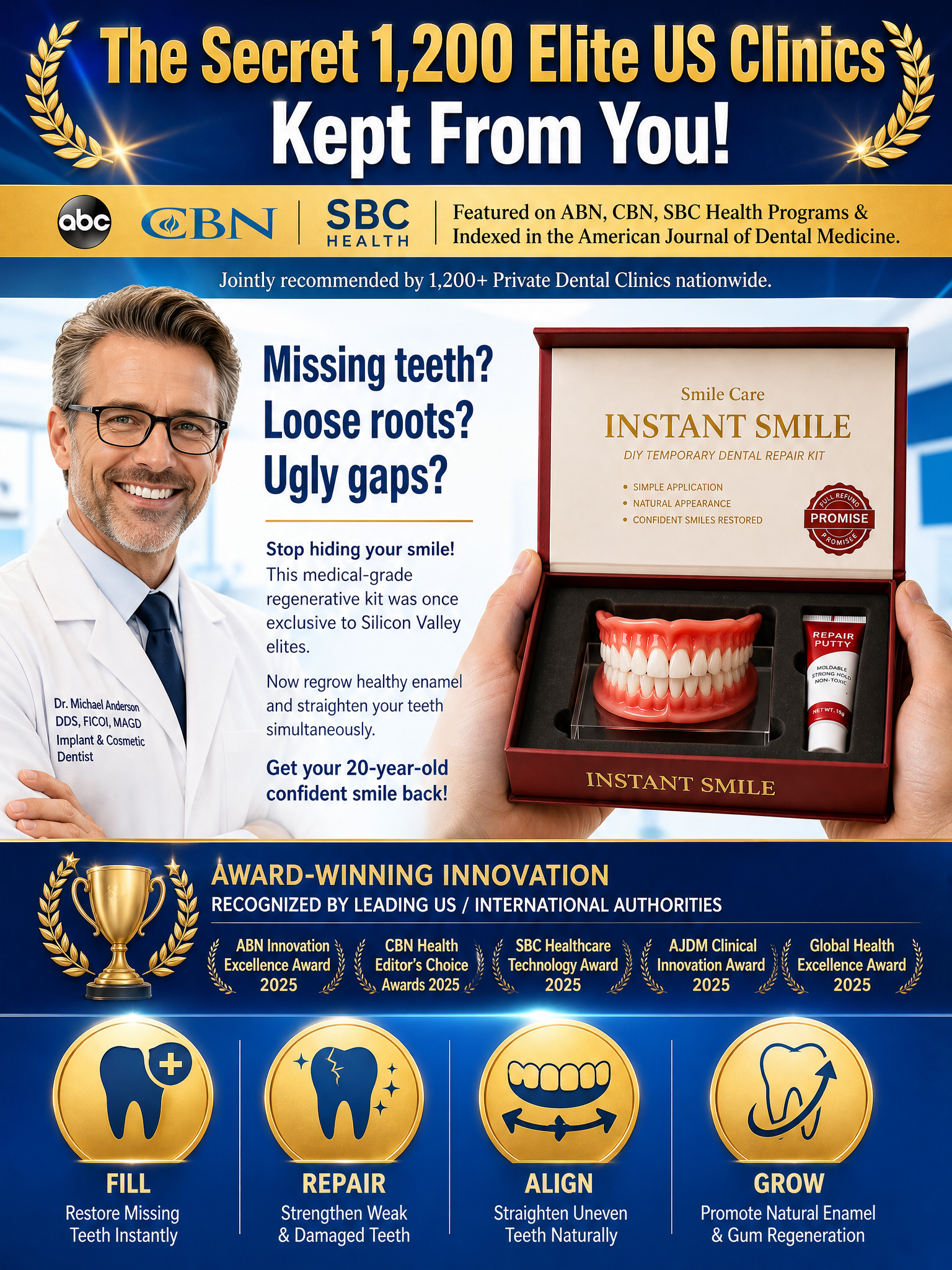 [Show Off Your Confident Smile] Full Set of Upper and Lower Dentures