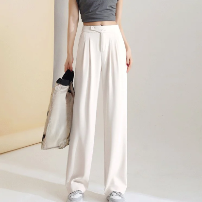 Slim and versatile high waisted wide leg pants