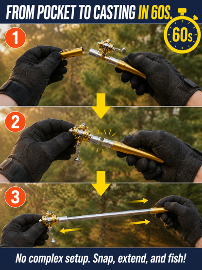 Portable pen fishing rod