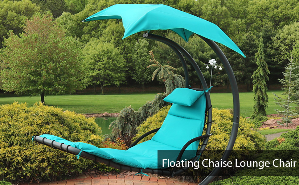 Floating Chaise Lounger Swing Chair & Umbrella