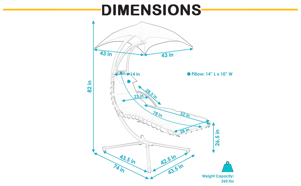 Dimensions of lounger