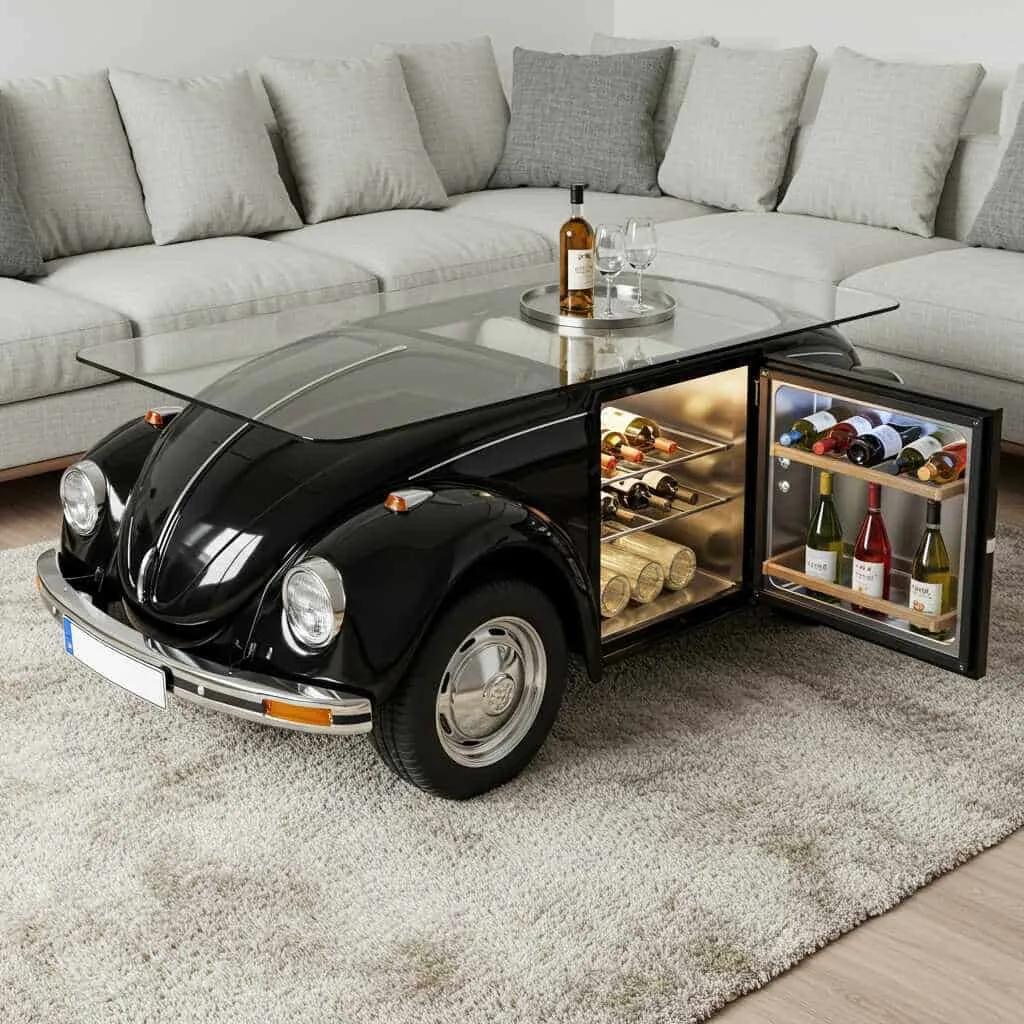 How to Use a VW Beetle Inspired Coffee Table with Built-in Fridge — Maximizing its Potential