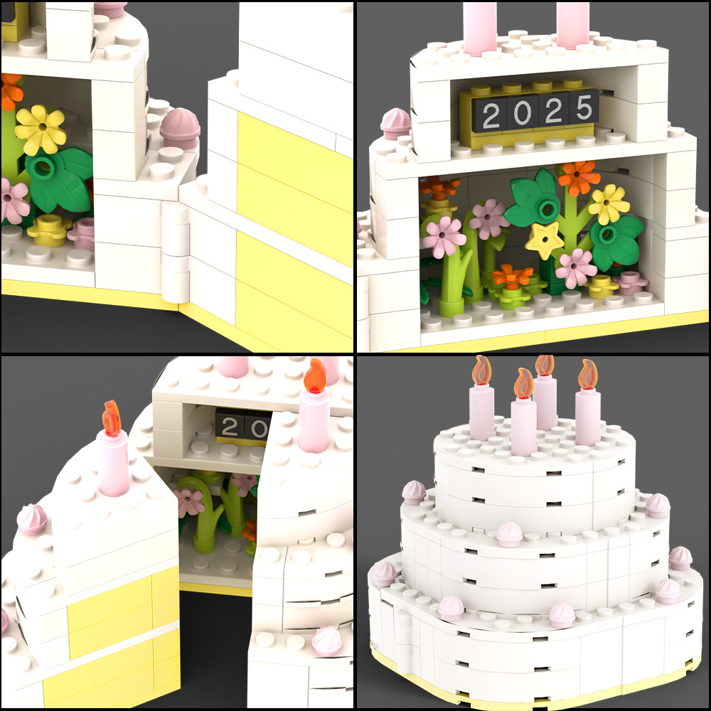 Mystery Bloom Cake MOC - 152pcs Transformable Gift w/ Secret Botanical Garden & 2025 Keepsake