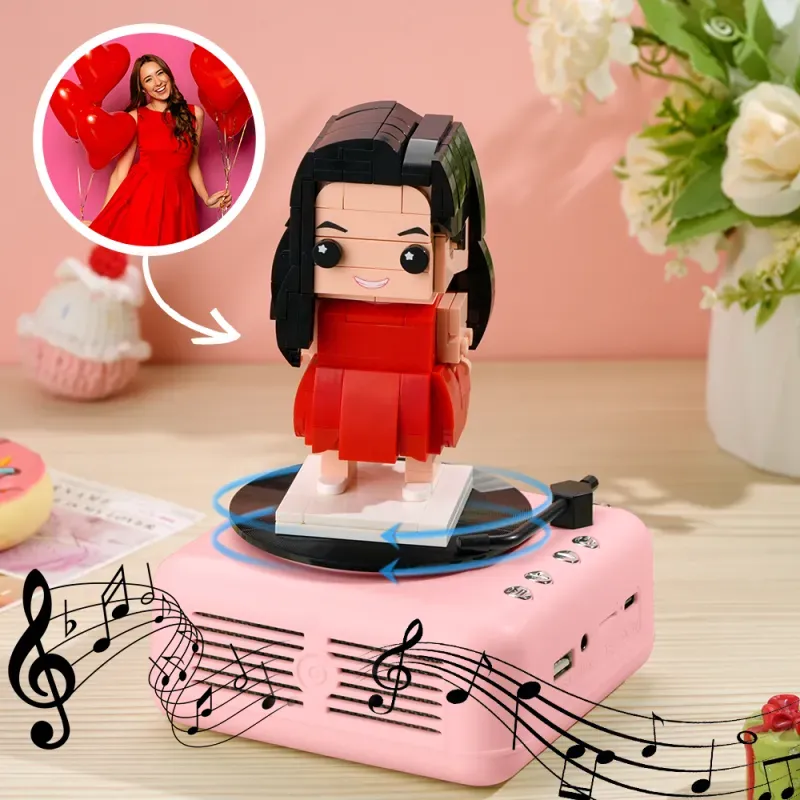 Custom Brick Figures with Bluetooth Speaker Base, Buildable Brick Music Toy & Decor, Special Gift for Musicians, Gamers, or Design-Savvy Friends
