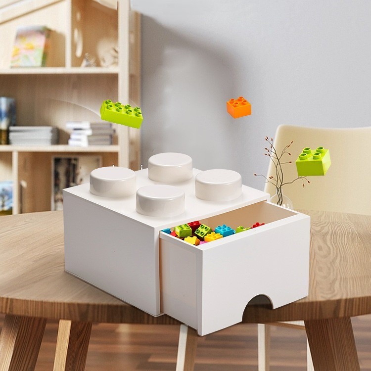 Drawer-Style Bricks Storage Box, Dust-Proof, Stackable, Building Block Storage Box ( 25cmX25cmX18cm )