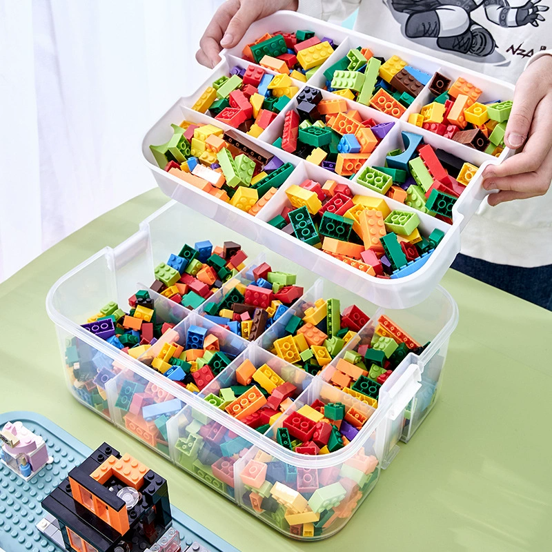 Multi-Compartment Sorting Box for Building Blocks, Parts Classification Storage Box
