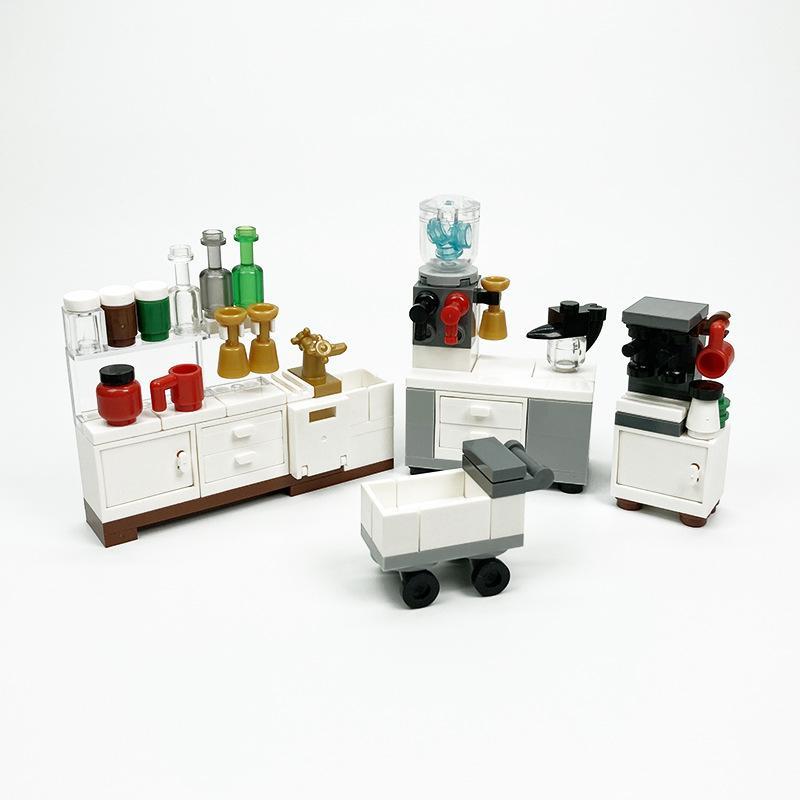 Creative Tableware And Appliance Building Block Set, Cabinet Decoration MOC