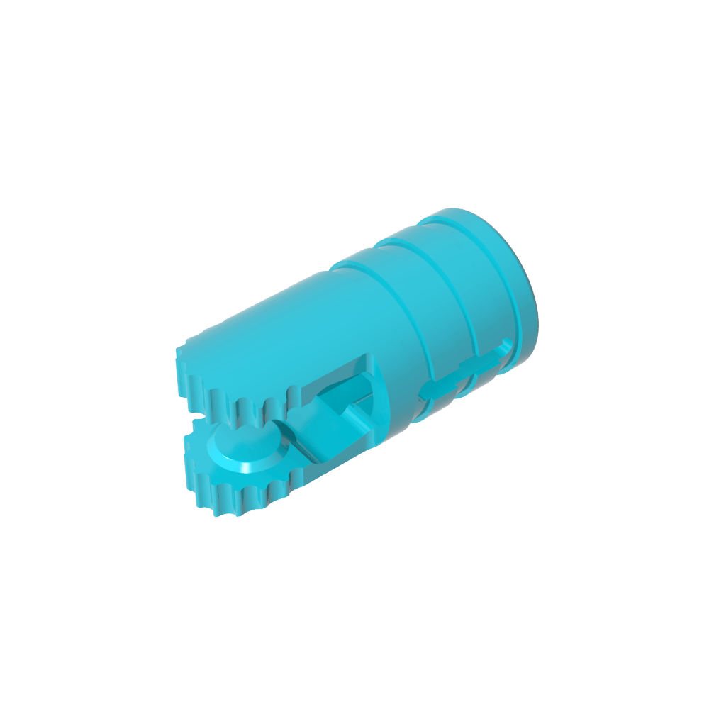 Hinge Cylinder 1 x 2 Locking with 2 Click Fingers and Axle Hole, 9 Teeth
