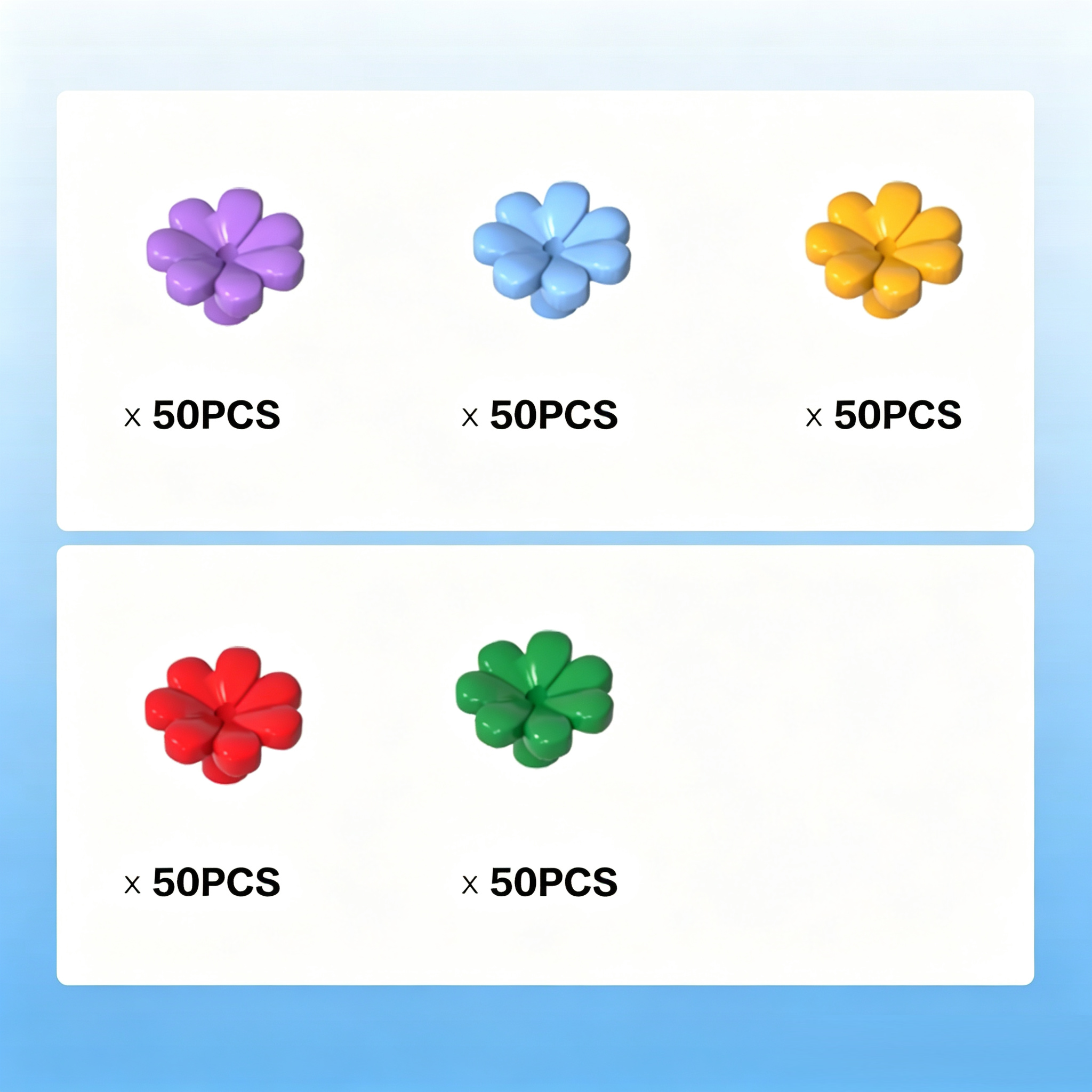 Plant, Flower, Figure Accessory with 7 Thick Petals and Pin x250PCS #32606