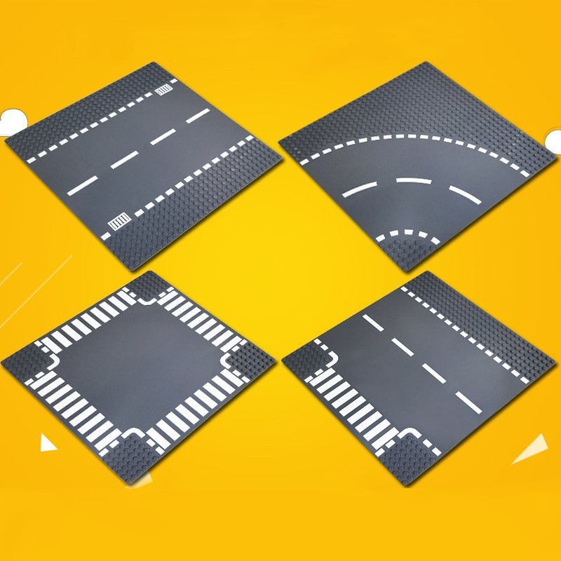 Compatible with Small Particle Building Blocks Base Plate, Highway Base Plate, Multi-Functional Street Scene Base Plate for Urban Roads (Non-Gobricks)
