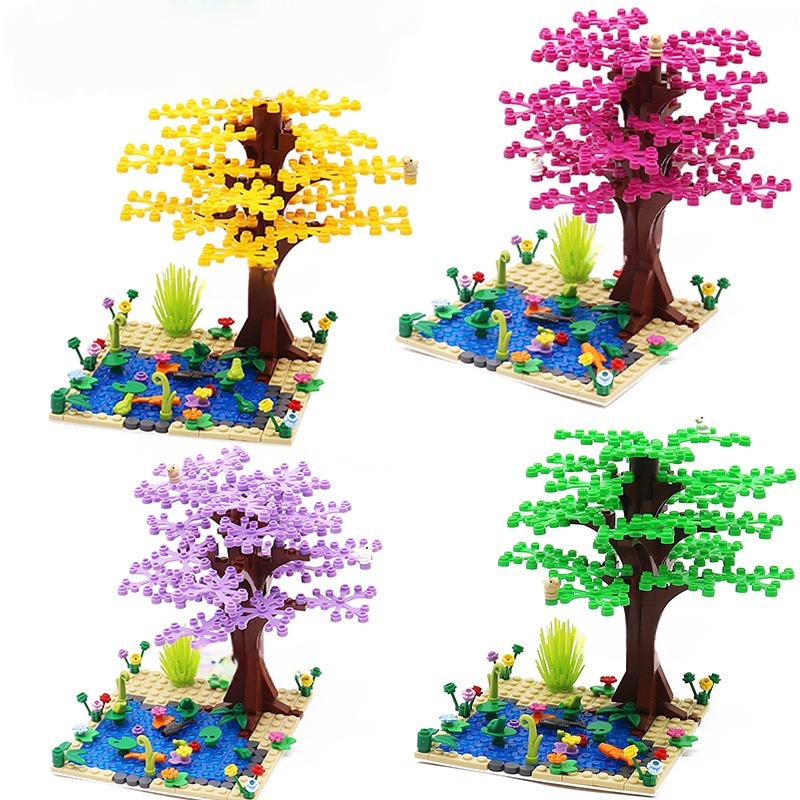 Ultimate Pond Tree Building Kit, 296PCS Bricks Blocks 2417/93551/33320, Multi-Color Nature Scenery