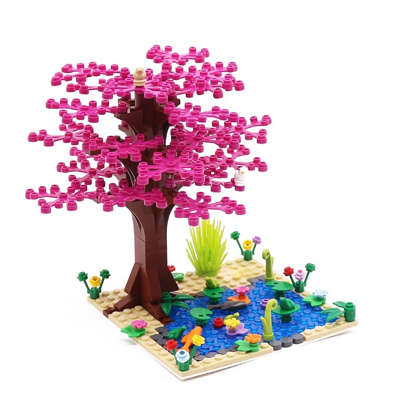 Ultimate Pond Tree Building Kit, 296PCS Bricks Blocks 2417/93551/33320, Multi-Color Nature Scenery