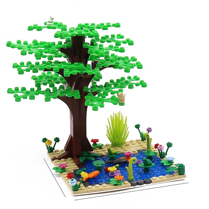 Ultimate Pond Tree Building Kit, 296PCS Bricks Blocks 2417/93551/33320, Multi-Color Nature Scenery