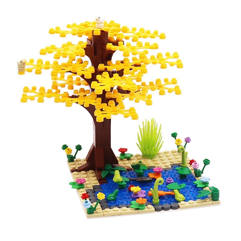 Ultimate Pond Tree Building Kit, 296PCS Bricks Blocks 2417/93551/33320, Multi-Color Nature Scenery