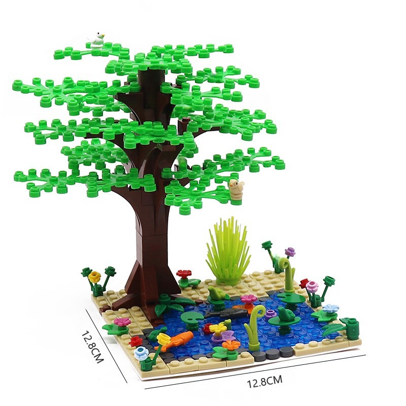 Ultimate Pond Tree Building Kit, 296PCS Bricks Blocks 2417/93551/33320, Multi-Color Nature Scenery