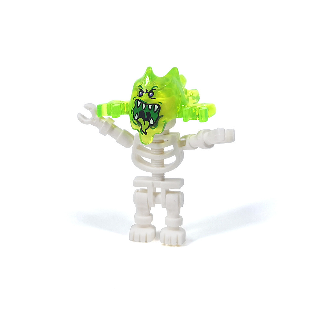 Halloween Skeleton Figurines, Ghost and Death God Figures, Cemetery Building Block Scenes Figurines