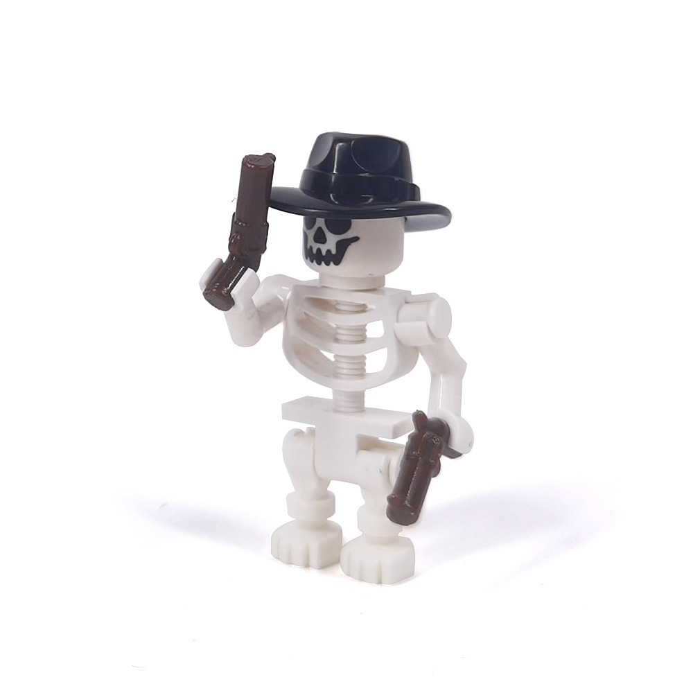 Halloween Skeleton Figurines, Ghost and Death God Figures, Cemetery Building Block Scenes Figurines