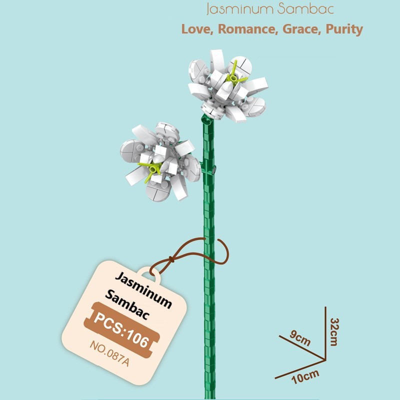 Intelligent Small Particle Assembly Building Blocks in the Shape of Flowers, Compatible with Realistic Everlasting Flowers, Best Birthday and Christmas Gift