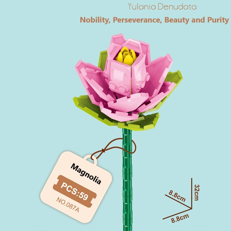 Intelligent Small Particle Assembly Building Blocks in the Shape of Flowers, Compatible with Realistic Everlasting Flowers, Best Birthday and Christmas Gift