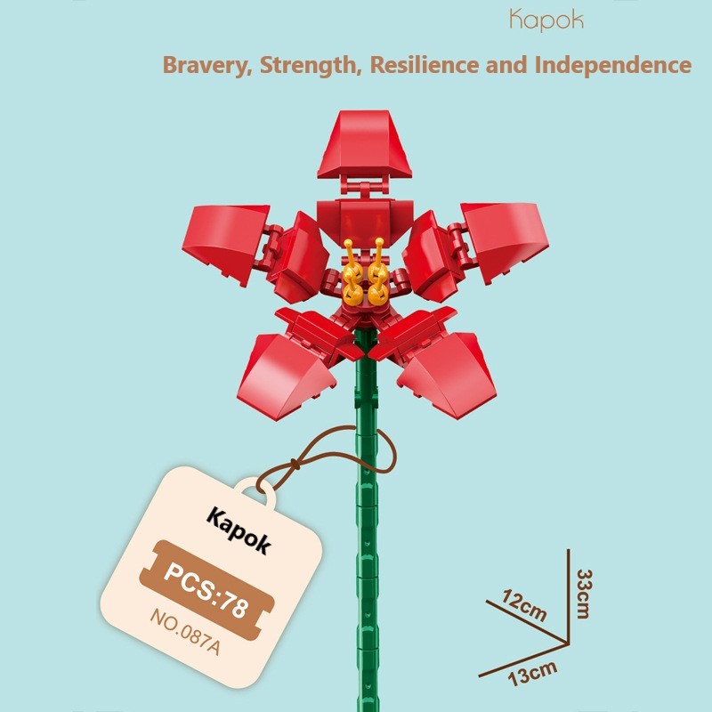 Intelligent Small Particle Assembly Building Blocks in the Shape of Flowers, Compatible with Realistic Everlasting Flowers, Best Birthday and Christmas Gift