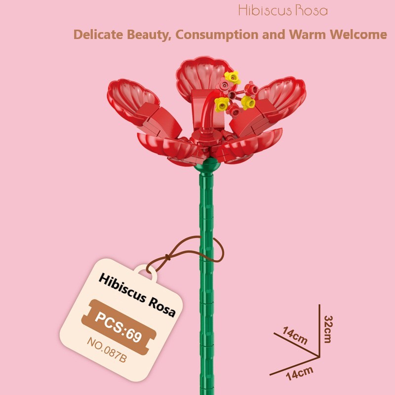 Intelligent Small Particle Assembly Building Blocks in the Shape of Flowers, Compatible with Realistic Everlasting Flowers, Best Birthday and Christmas Gift