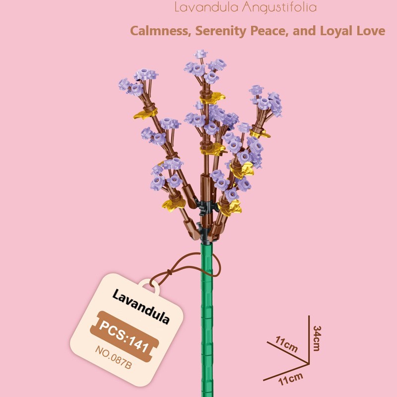 Intelligent Small Particle Assembly Building Blocks in the Shape of Flowers, Compatible with Realistic Everlasting Flowers, Best Birthday and Christmas Gift