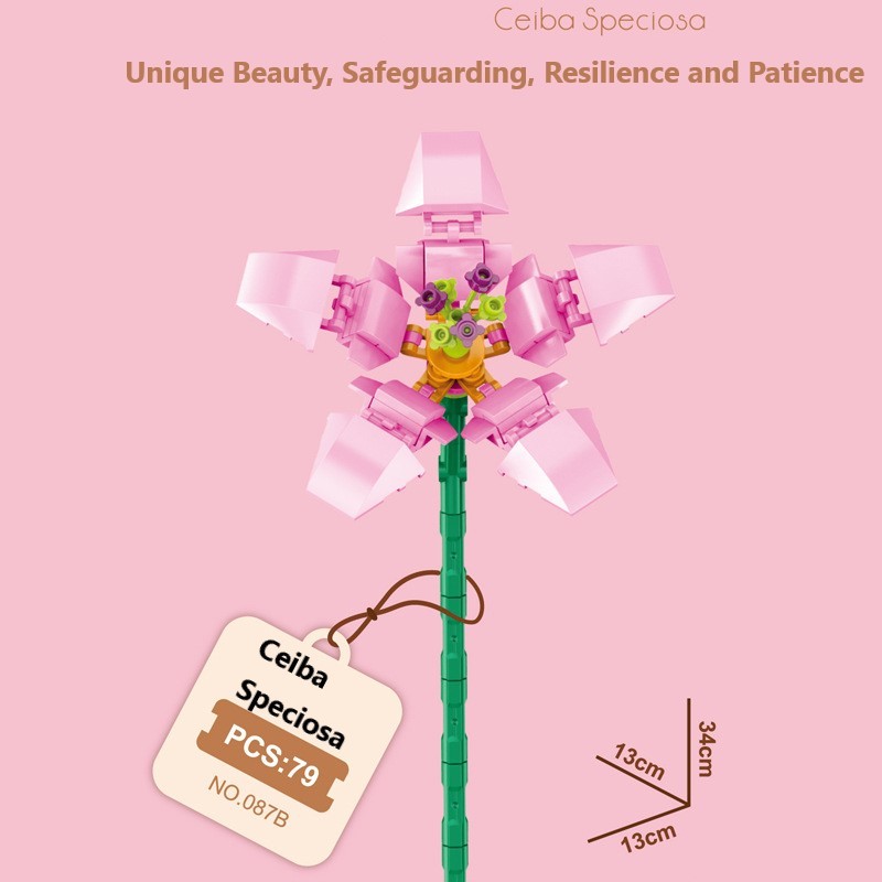 Intelligent Small Particle Assembly Building Blocks in the Shape of Flowers, Compatible with Realistic Everlasting Flowers, Best Birthday and Christmas Gift