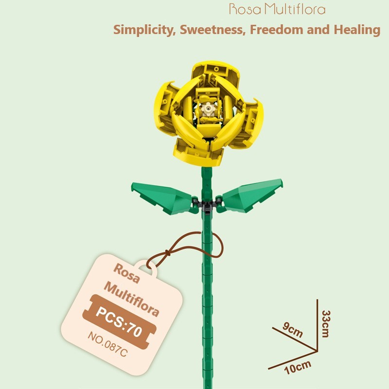 Intelligent Small Particle Assembly Building Blocks in the Shape of Flowers, Compatible with Realistic Everlasting Flowers, Best Birthday and Christmas Gift