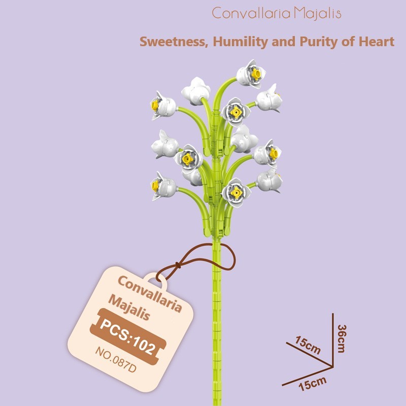 Intelligent Small Particle Assembly Building Blocks in the Shape of Flowers, Compatible with Realistic Everlasting Flowers, Best Birthday and Christmas Gift