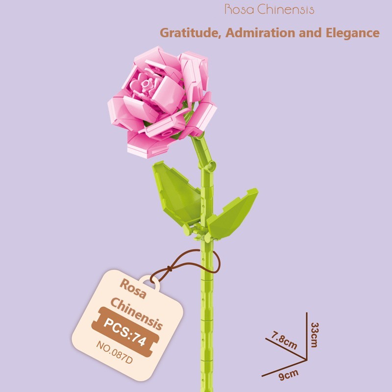 Intelligent Small Particle Assembly Building Blocks in the Shape of Flowers, Compatible with Realistic Everlasting Flowers, Best Birthday and Christmas Gift