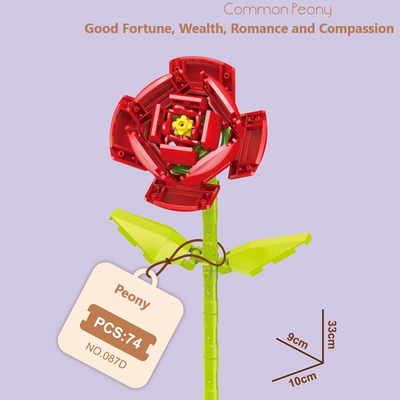 Intelligent Small Particle Assembly Building Blocks in the Shape of Flowers, Compatible with Realistic Everlasting Flowers, Best Birthday and Christmas Gift