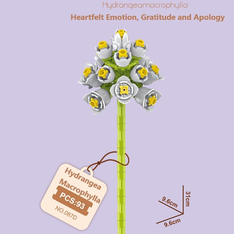 Intelligent Small Particle Assembly Building Blocks in the Shape of Flowers, Compatible with Realistic Everlasting Flowers, Best Birthday and Christmas Gift