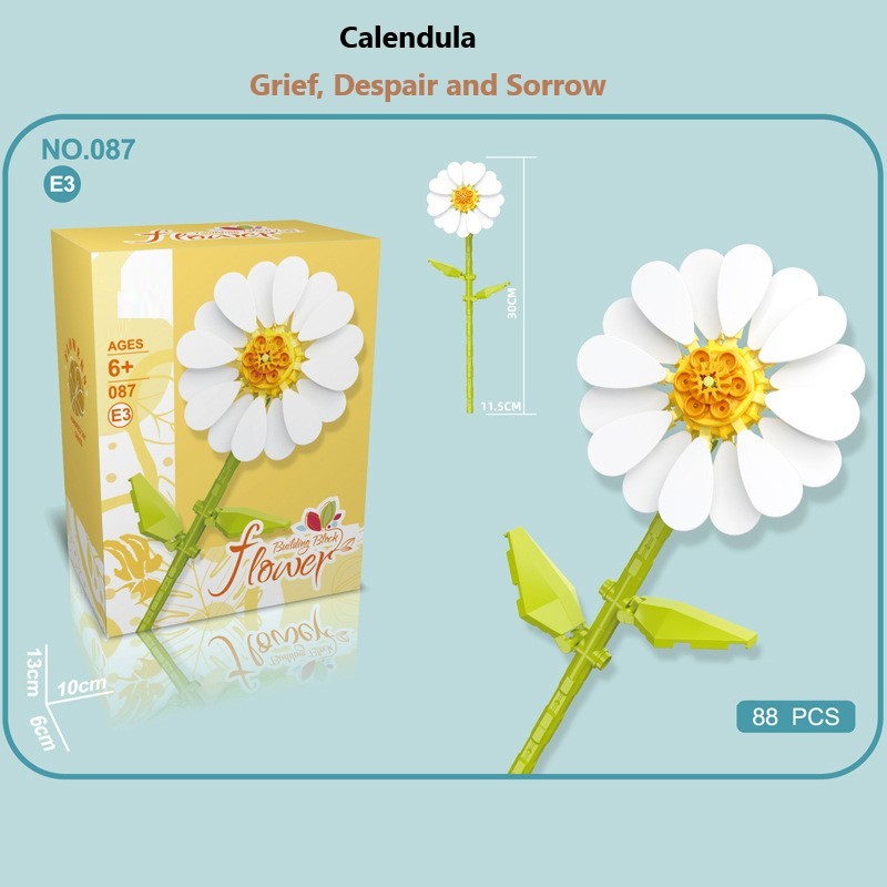 Intelligent Small Particle Assembly Building Blocks in the Shape of Flowers, Compatible with Realistic Everlasting Flowers, Best Birthday and Christmas Gift