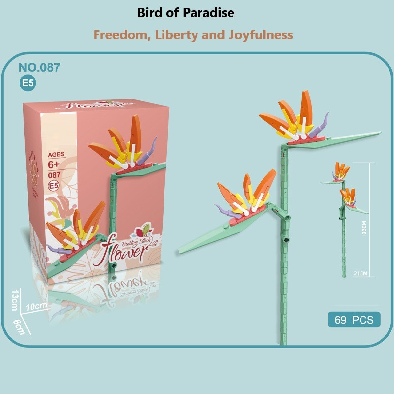 Intelligent Small Particle Assembly Building Blocks in the Shape of Flowers, Compatible with Realistic Everlasting Flowers, Best Birthday and Christmas Gift