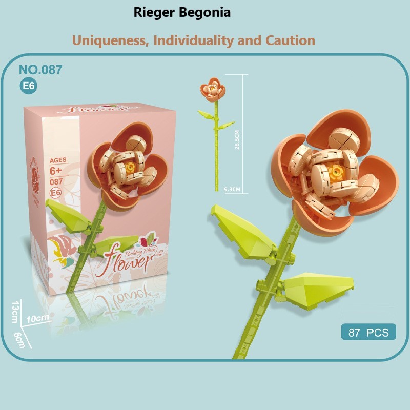 Intelligent Small Particle Assembly Building Blocks in the Shape of Flowers, Compatible with Realistic Everlasting Flowers, Best Birthday and Christmas Gift