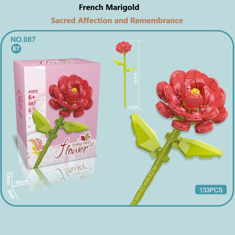 Intelligent Small Particle Assembly Building Blocks in the Shape of Flowers, Compatible with Realistic Everlasting Flowers, Best Birthday and Christmas Gift