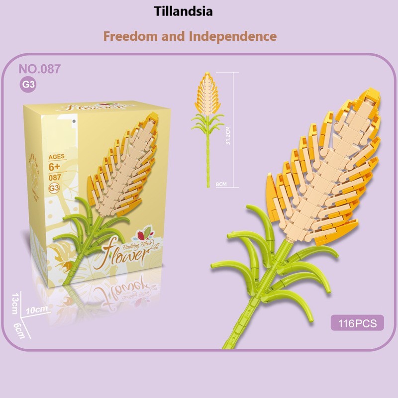 Intelligent Small Particle Assembly Building Blocks in the Shape of Flowers, Compatible with Realistic Everlasting Flowers, Best Birthday and Christmas Gift