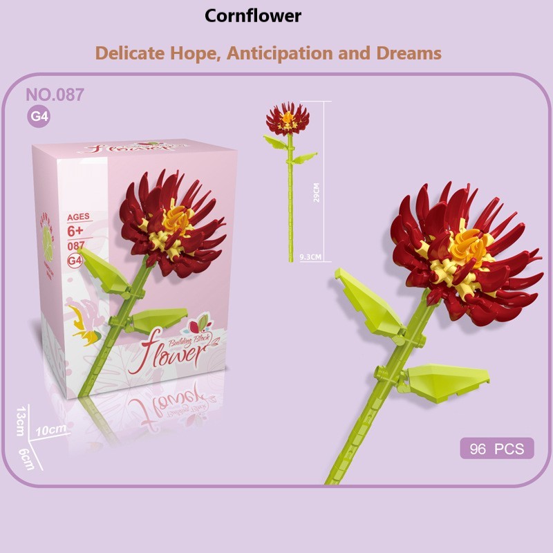 Intelligent Small Particle Assembly Building Blocks in the Shape of Flowers, Compatible with Realistic Everlasting Flowers, Best Birthday and Christmas Gift