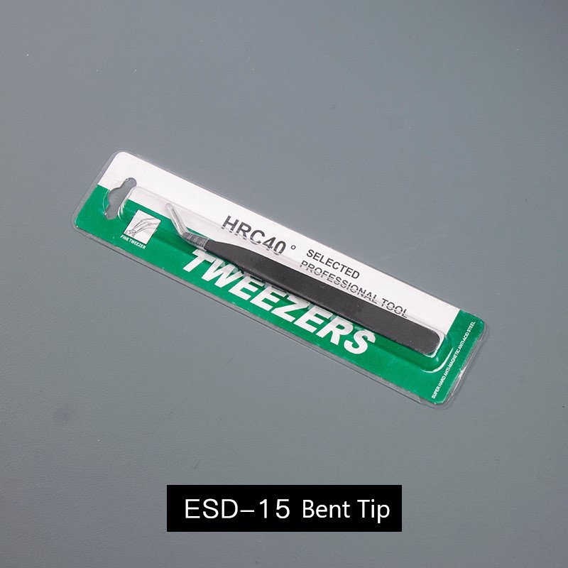 Stainless Steel Anti-Static Tweezers - Straight/Bent Tips for Electronics