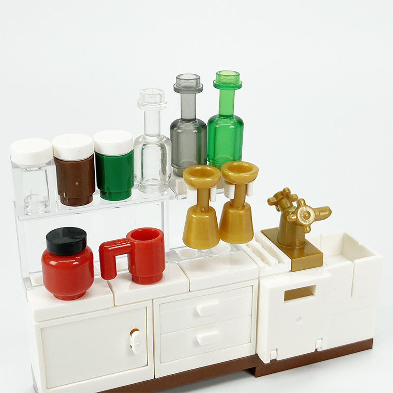 Creative Tableware And Appliance Building Block Set, Cabinet Decoration MOC