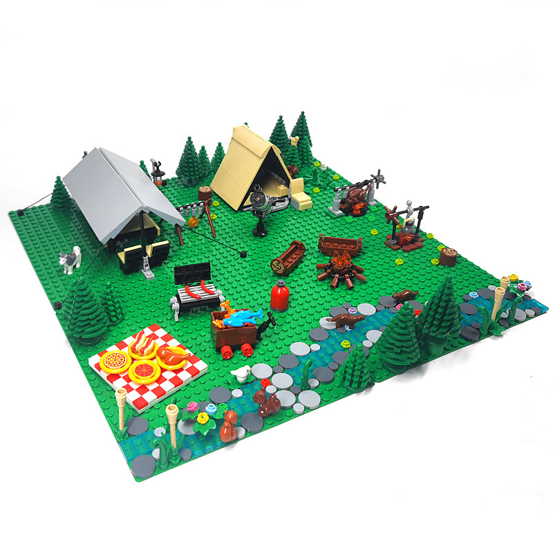 MOC Small Particle Building Block Set, Urban Camping and Picnic Scene Accessories, DIY Outdoor Building Block Set
