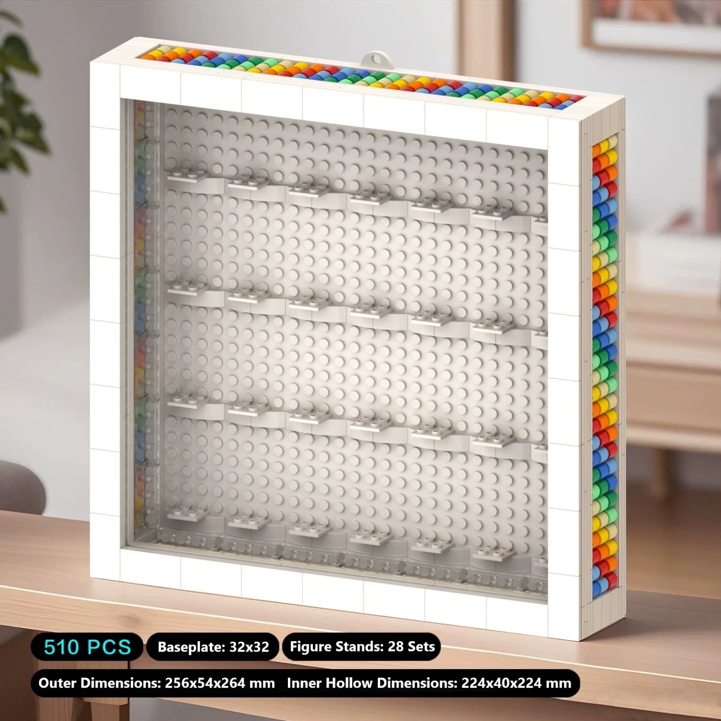 Building Block Figurine Rainbow Photo Frame, Compatible with Small Particle DIY Storage Ornaments
