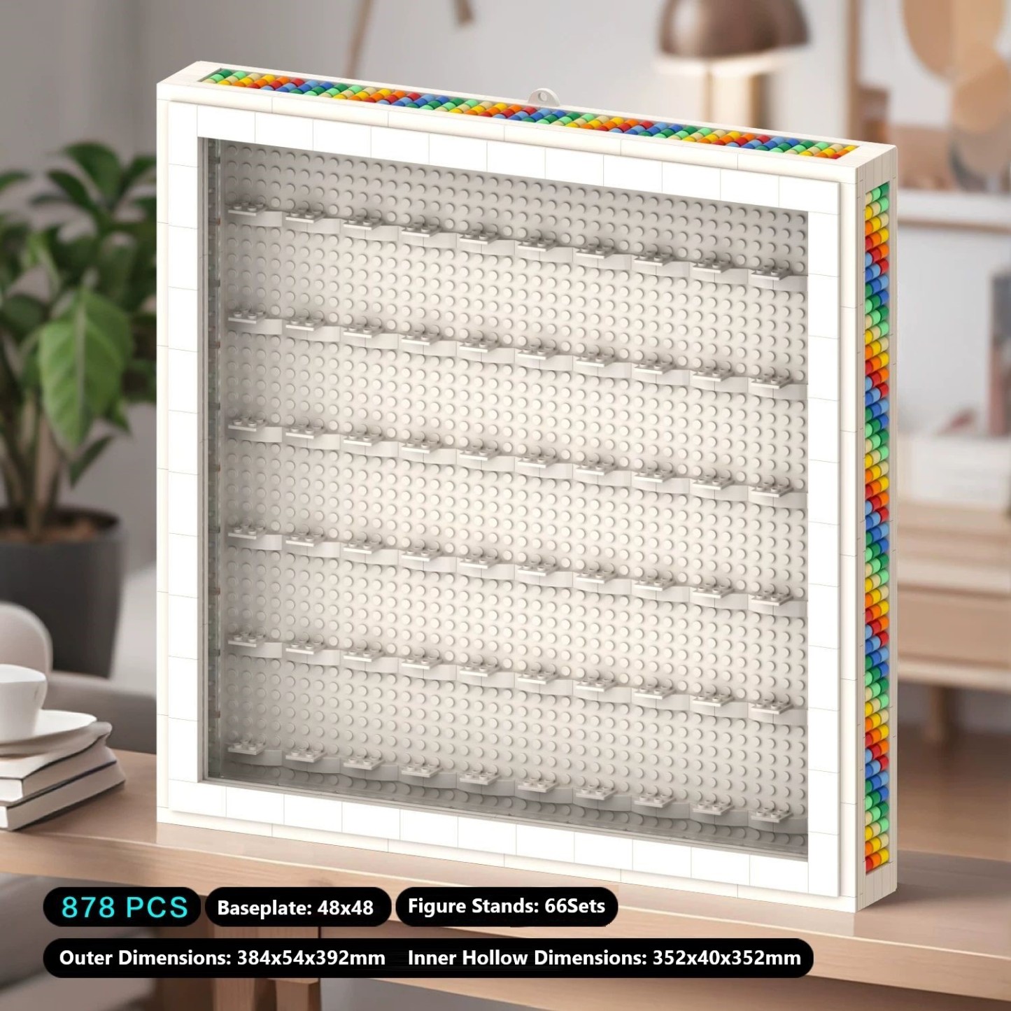 Building Block Figurine Rainbow Photo Frame, Compatible with Small Particle DIY Storage Ornaments