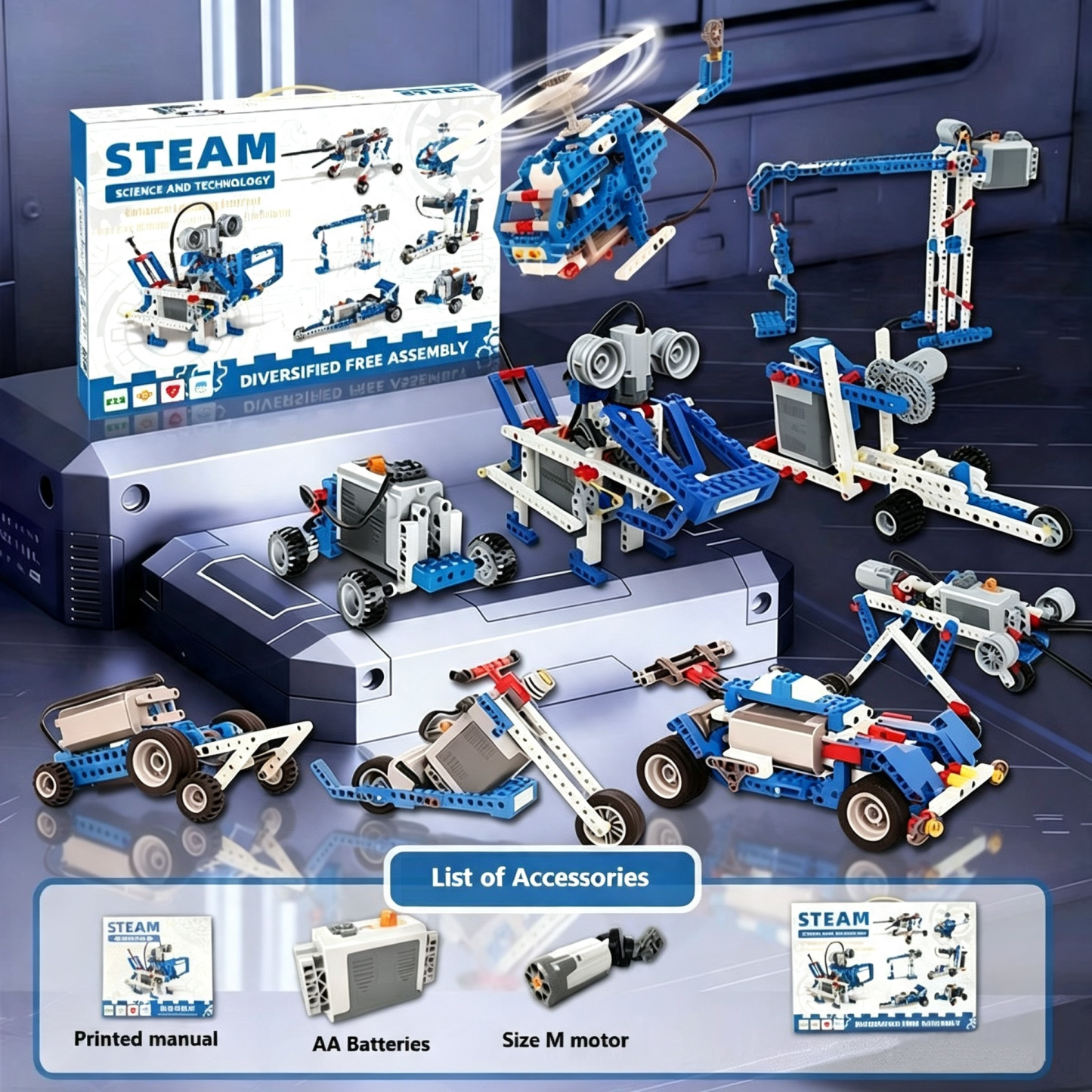Compatible Robotic Motorized Building Blocks; 9686 STEM Educational Building Block Set