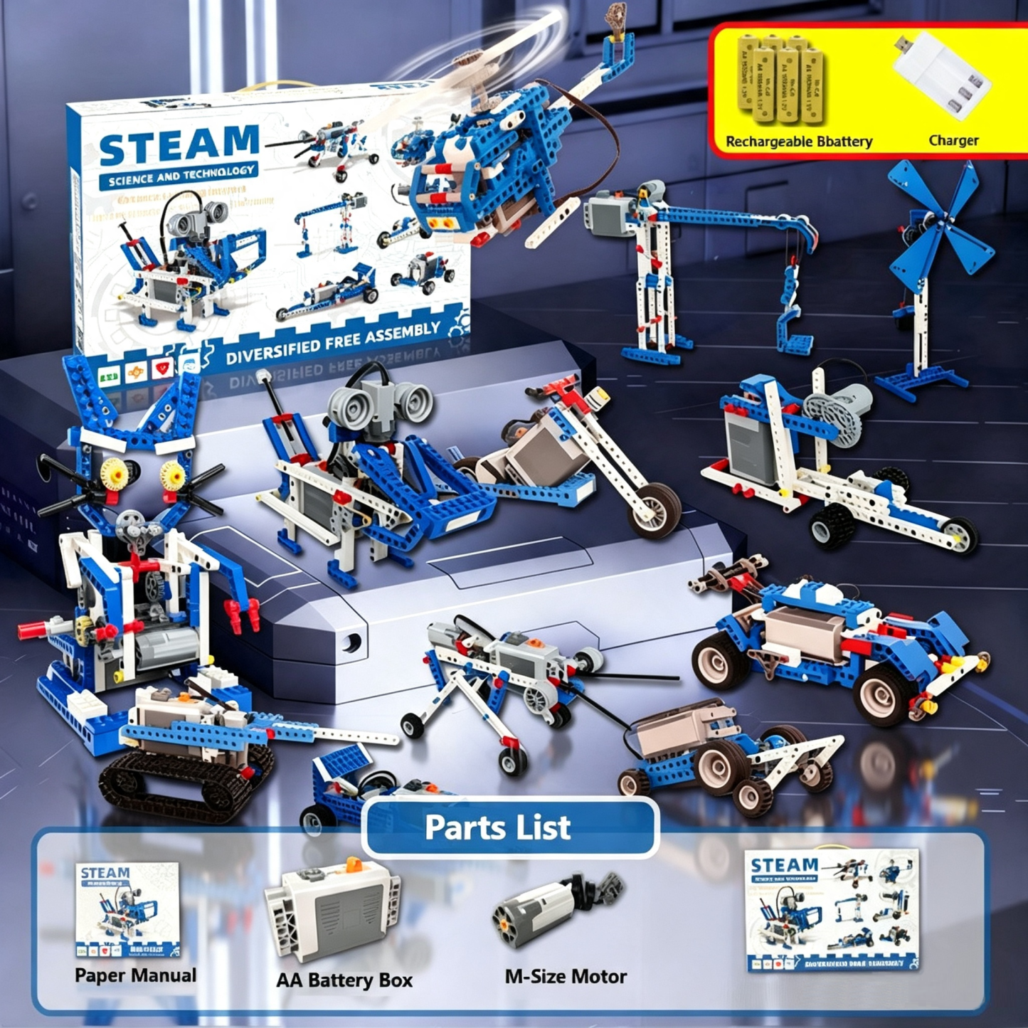 Compatible Robotic Motorized Building Blocks; 9686 STEM Educational Building Block Set