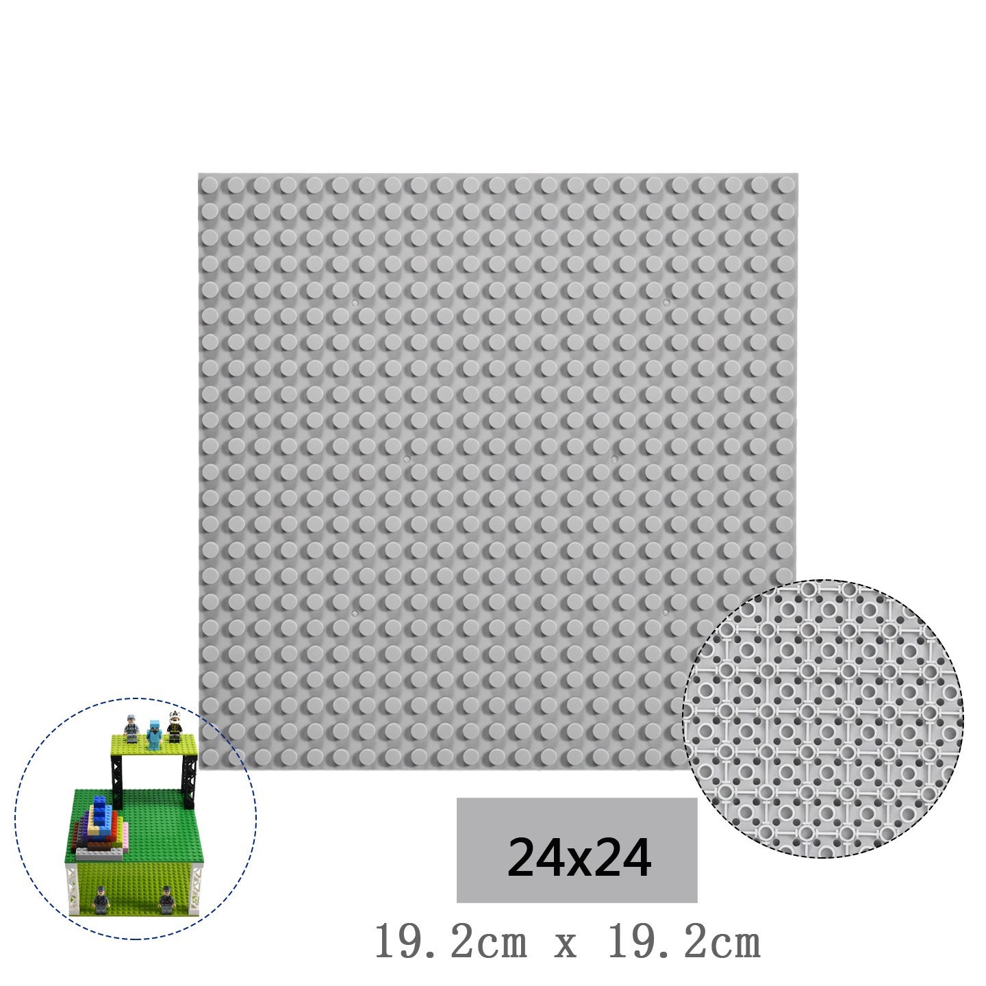 24x24 Double-Sided Building Block Baseplate, 19.2cm x 19.2cm Compatible with Small-Particle Blocks Baseplate Non-GoBricks Brand