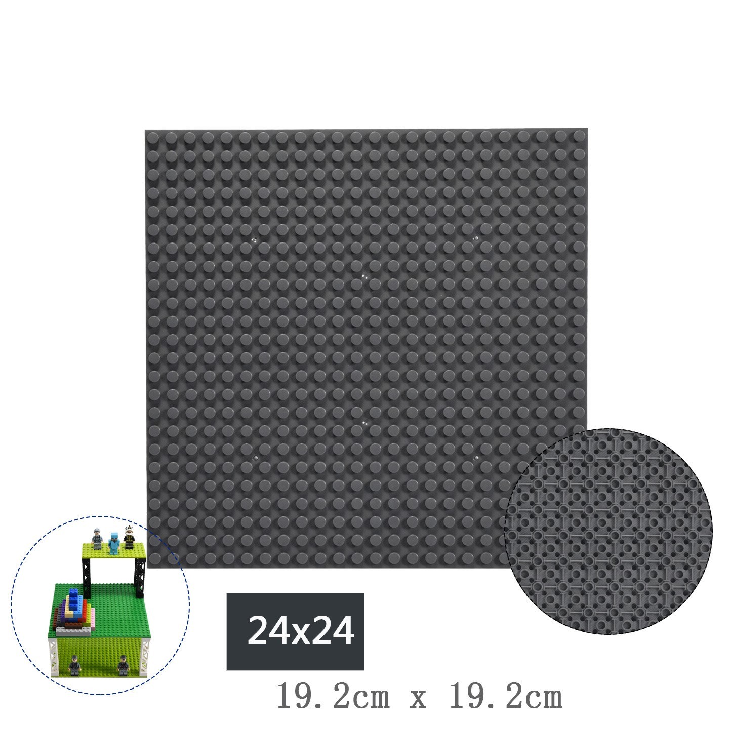 24x24 Double-Sided Building Block Baseplate, 19.2cm x 19.2cm Compatible with Small-Particle Blocks Baseplate Non-GoBricks Brand