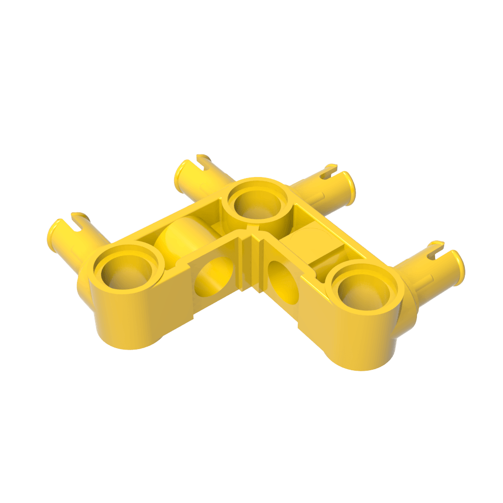 Technic Pin Connector Hub Perpendicular 3 x 3 Bent with 4 Pins (Pin Ridges Across Part)