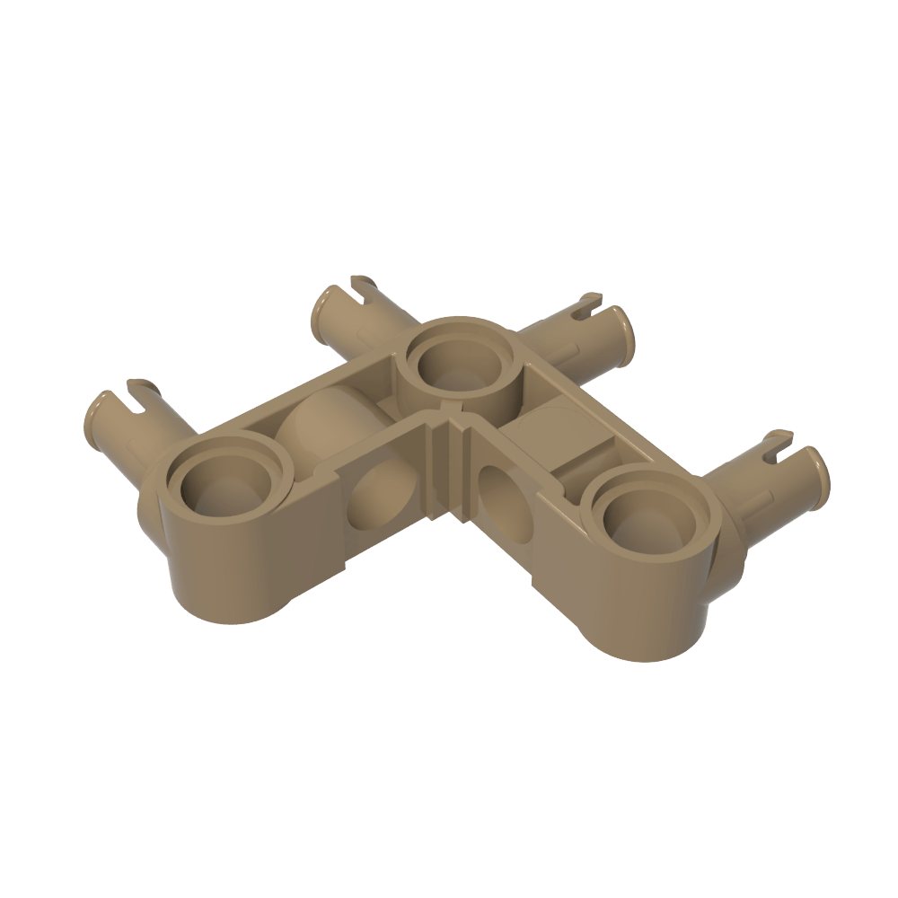 Technic Pin Connector Hub Perpendicular 3 x 3 Bent with 4 Pins (Pin Ridges Across Part)
