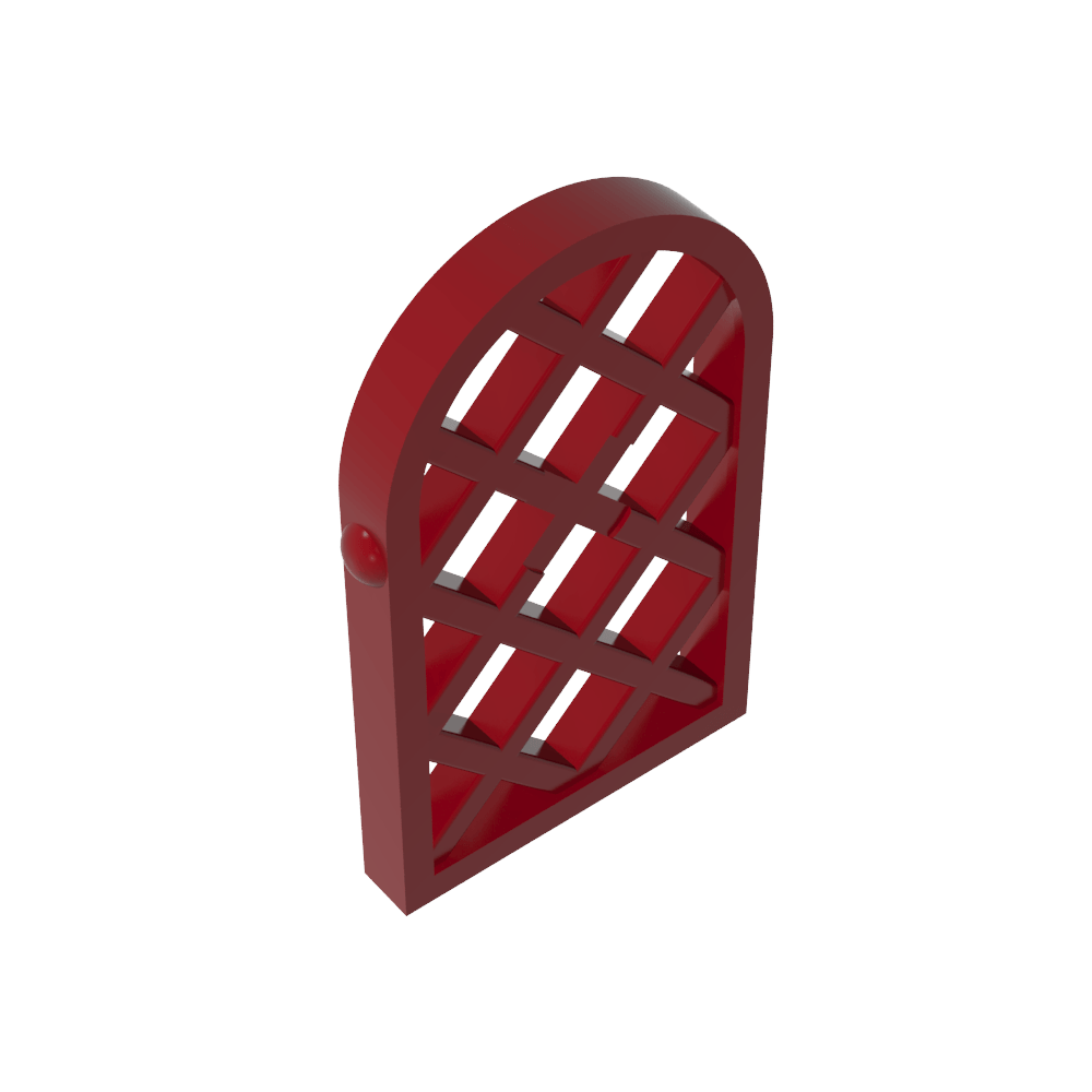 Window 1 x 2 x 2 2/3 Pane Lattice Diamond with Rounded Top-MyGobricks